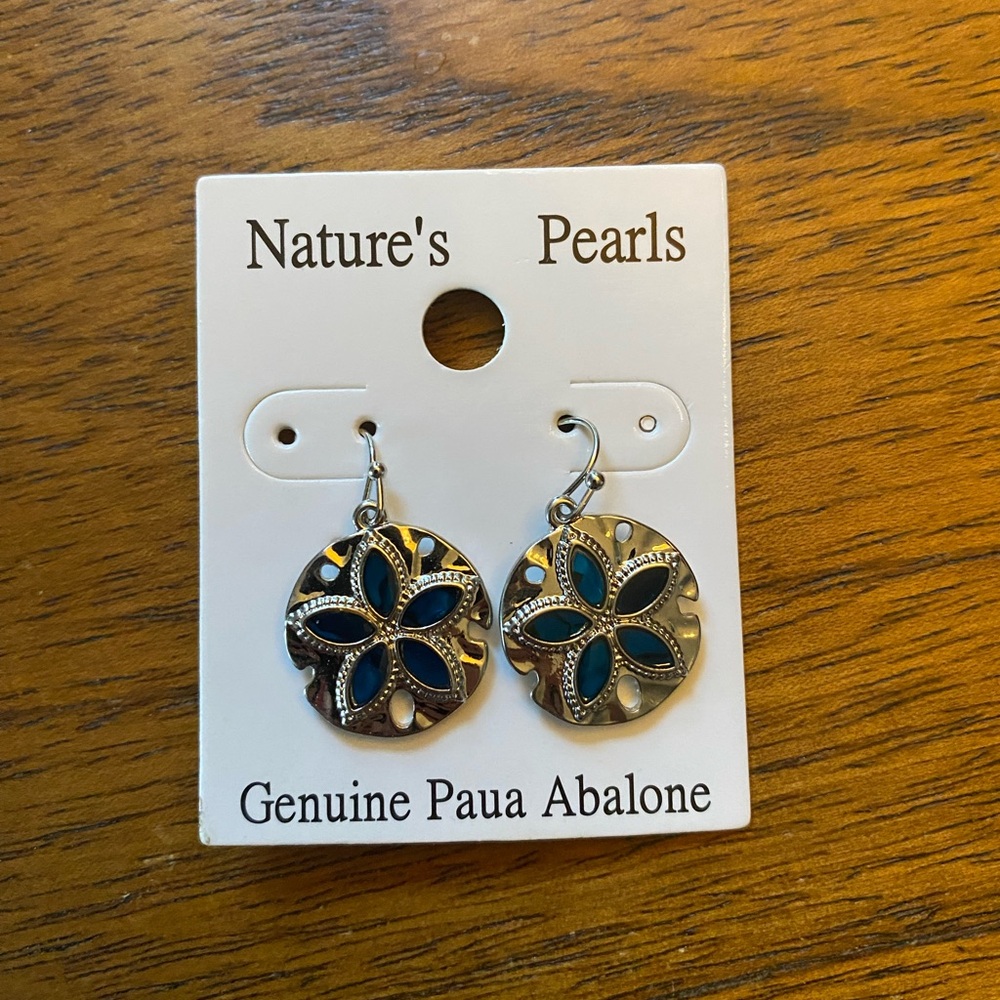 NWOT Nature's Pearls Genuine Paua Abalone Earrings